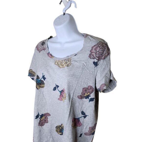 Workshop Cap Sleeve Loose Fit Floral TShirt Womens Size XL Gray - Picture 2 of 6